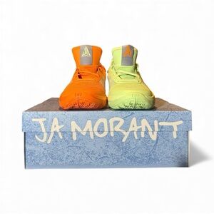 Nike Ja Morant 1 Mismatched Neon Green and Orange Shoes